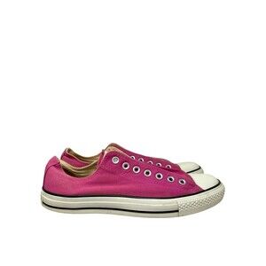 Converse All Star Sneakers Mens 9 Pink Canvas Chuck Taylor Shoes No Lace 117397F
